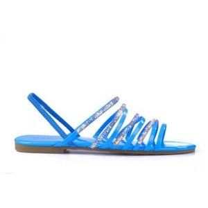 Embellished Strappy Slingback Sandal - Bright Blue